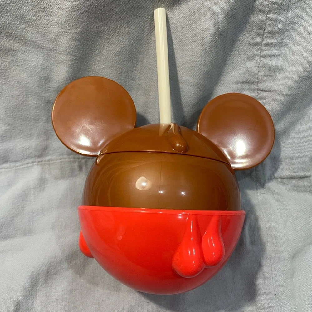 NEW Disney Parks Disney Eats Collection Mickey Mouse Candy Apple Sipper w/ Straw